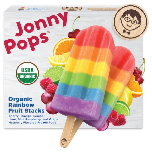 JonnyPops Organic Rainbow Fruit Stacks Pops, 1.85 fl oz, 8 count