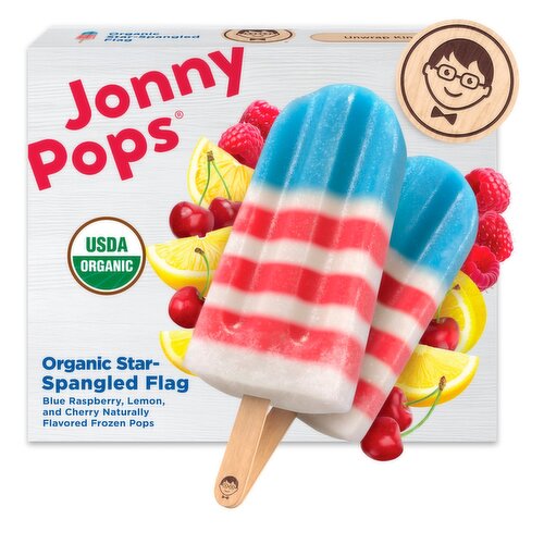 JonnyPops Organic Star-Spangled Flag Pops, 1.85 fl oz, 8 count
