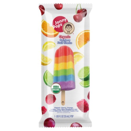 JonnyPops Organic Rainbow Fruit Stacks Frozen Pop, 1 count, 1.85 fl oz
