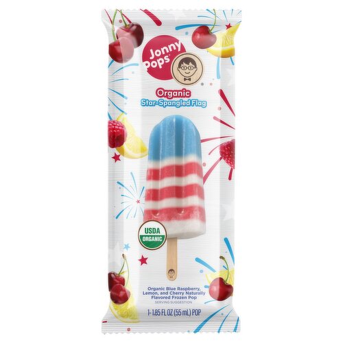 JonnyPops Organic Star-Spangled Flag Frozen Pop, 1 count, 1.85 fl oz