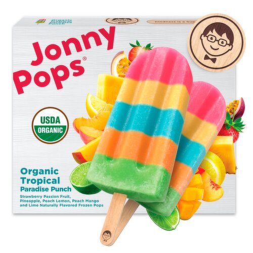 JonnyPops Organic Tropical Paradise Punch Pops, 1.85 fl oz, 8 count