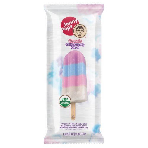 JonnyPops Organic Cotton Candy Cloud Frozen Pop, 1 count, 1.85 fl oz