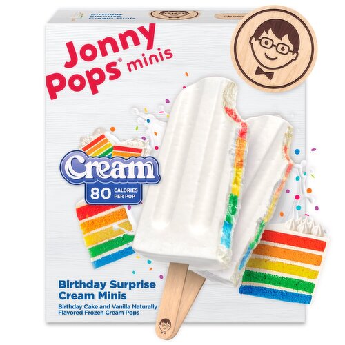 JonnyPops Minis Birthday Cake and Vanilla Naturally Flavored Frozen Cream Pops, 1.12 fl oz, 6 count