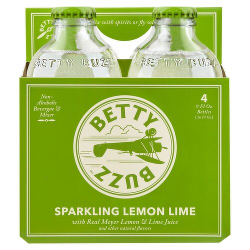 Betty Buzz Sparkling Lemon Lime, 4 count, 9 fl oz