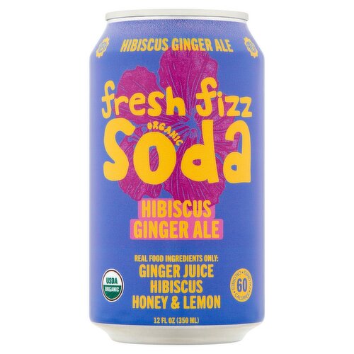 fresh fizz Hibiscus Ginger Ale Organic Soda, 12 fl oz