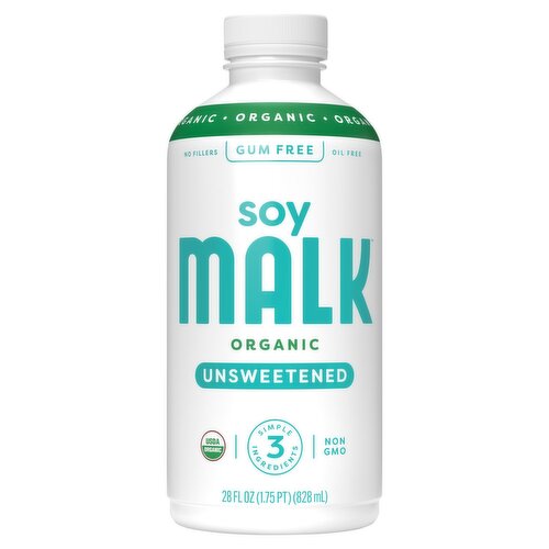 Malk Organic Unsweetened Soy Milk, 28 fl oz