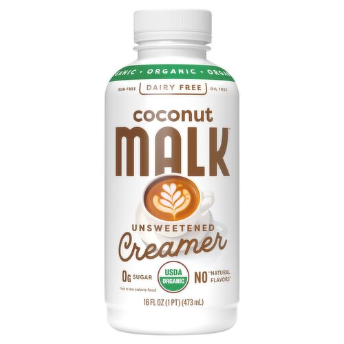 Malk Organic Dairy Free Coconut Unsweetened Creamer, 16 fl oz