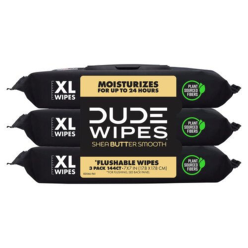 DUDE Wipes Shea Butter Smooth XL Flushable Wipes, 48 count