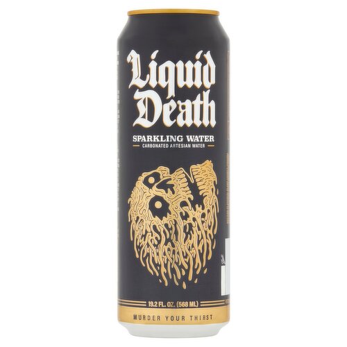 Liquid Death Carbonated Artesian Sparkling Water, 19.2 fl oz