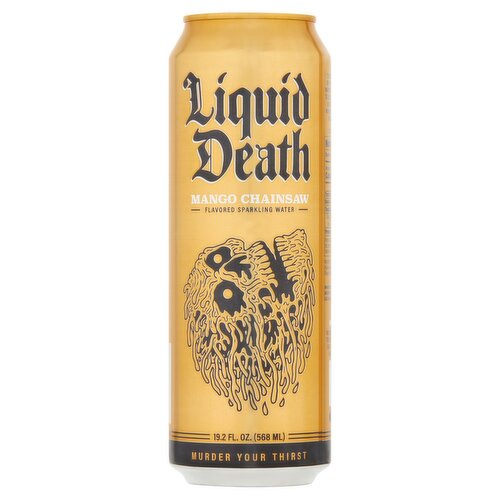 Liquid Death Mango Chainsaw Flavored Sparkling Water, 19.2 fl oz