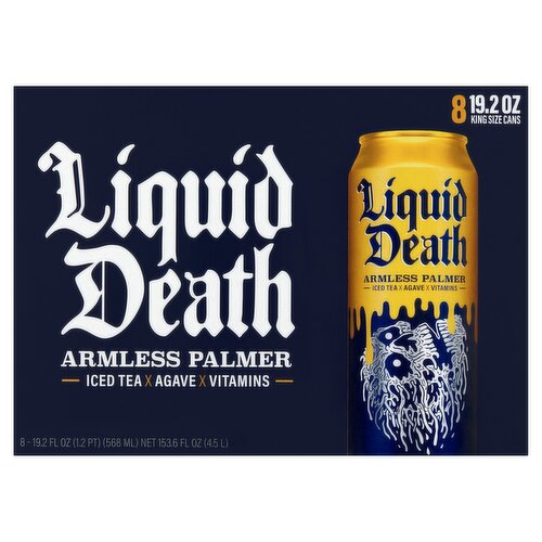 Liquid Death Armless Palmer Iced Tea, 19.2 fl oz, 8 count