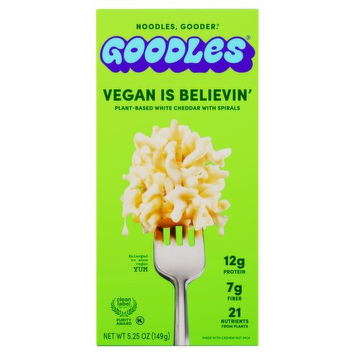 Goodles Vegan is Believin' Plant-Based White Cheddar with Spirals, 5.25 oz
