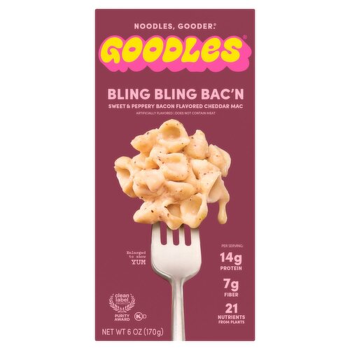 Goodles Bling Bling Bac'n Sweet & Peppery Bacon Flavored Cheddar Mac, 6 oz