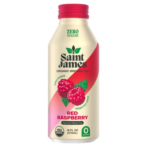 Saint James Red Raspberry Flavored Organic Brewed Black Tea, 16 fl oz