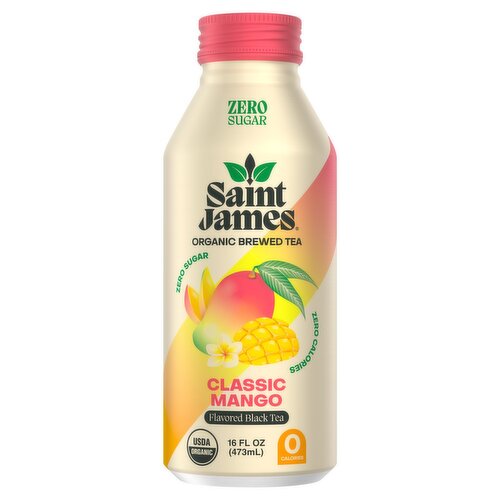Saint James Organic Classic Mango Flavored Black Brewed Tea, 16 fl oz