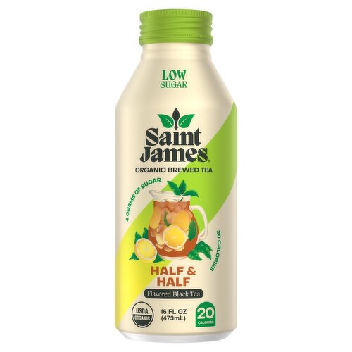 Saint James Organic Half & Half Flavored Black Brewed Tea, 16 fl oz
