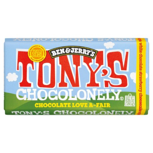 Ben & Jerry's Tony's Chocolonely White Chocolate Strawberry Cheesecake Style, 6.35 oz