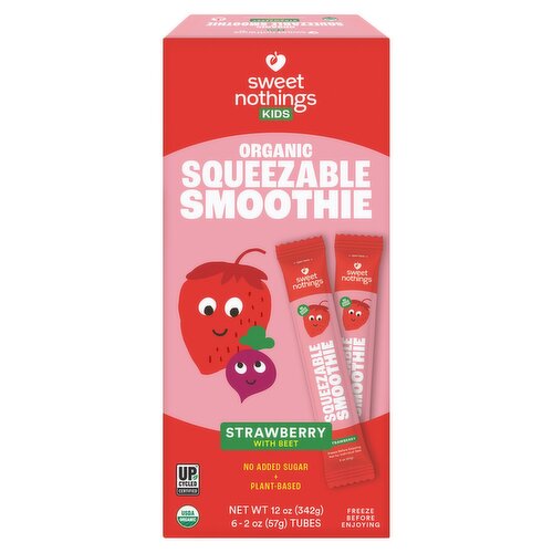 Sweet Nothings Kids Organic Strawberry with Beets Squeezable Smoothie, 2 oz, 6 count