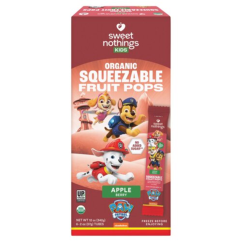 Sweet Nothings Kids Organic Apple Berry Squeezable Fruit Pops, 2 oz, 6 count