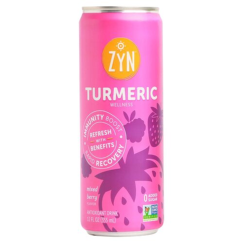 Zyn Turmeric Wellness Mixed Berry Flavor Antioxidant Drink, 12 fl oz