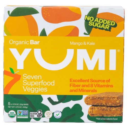 YUMI Mango & Kale Organic Bar, 0.74 oz, 5 count