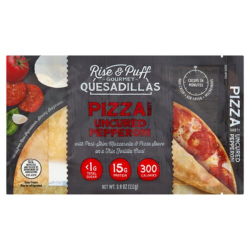 Rise & Puff Gourmet Pizza Variety Uncured Pepperoni Quesadillas, 3.9 oz