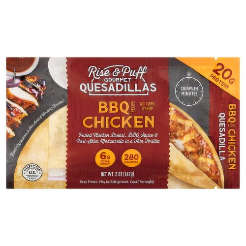 Rise & Puff Gourmet BBQ Recipe Chicken Quesadillas, 5 oz