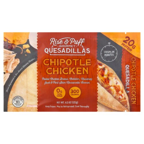 Rise & Puff Gourmet Chipotle Chicken Quesadillas, 4.3 oz