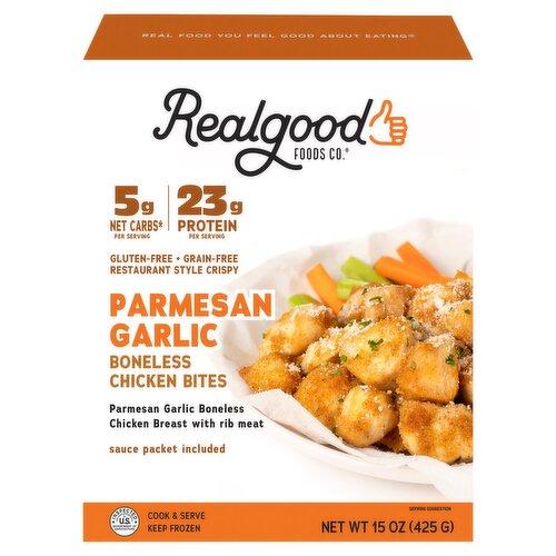 Real Good Foods Parmesan Garlic Boneless Chicken Bites, 15 oz