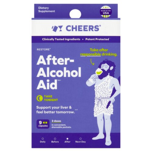 Cheers After-Alcohol Aid Dietary Supplement, 9 count