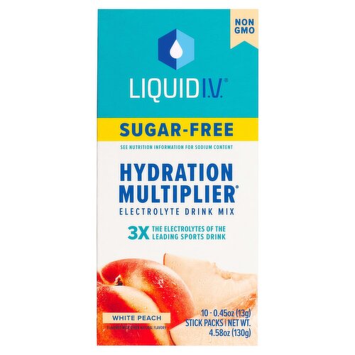 Liquid I.V. Hydration Multiplier Sugar-Free White Peach Electrolyte Drink Mix, 0.45 oz, 10 count