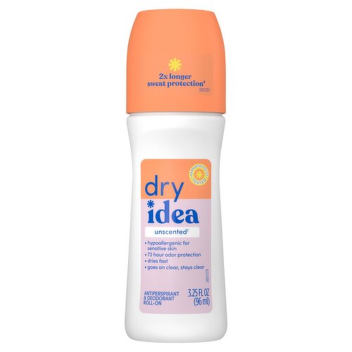 Dry Idea Unscented Roll-On Antiperspirant & Deodorant, 3.25 fl oz