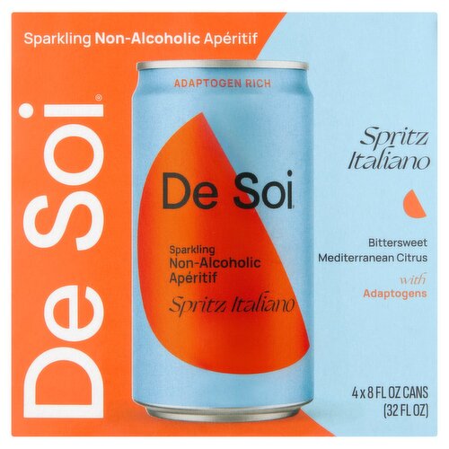 De Soi Spritz Italiano Sparkling Non-Alcoholic Apéritif, 8 fl oz, 4 count