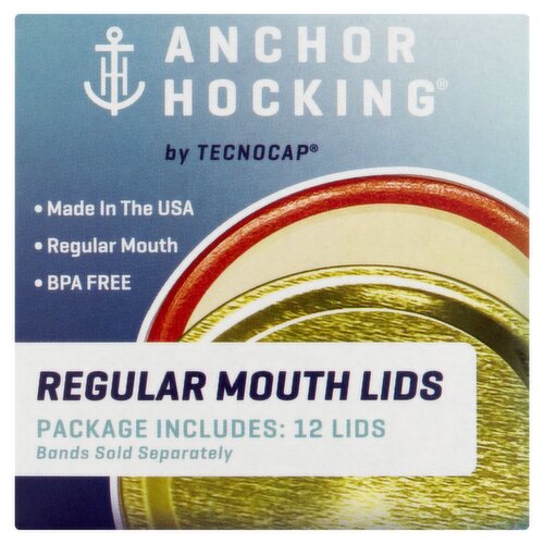 Anchor Hocking Regular Mouth Lids, 12 count