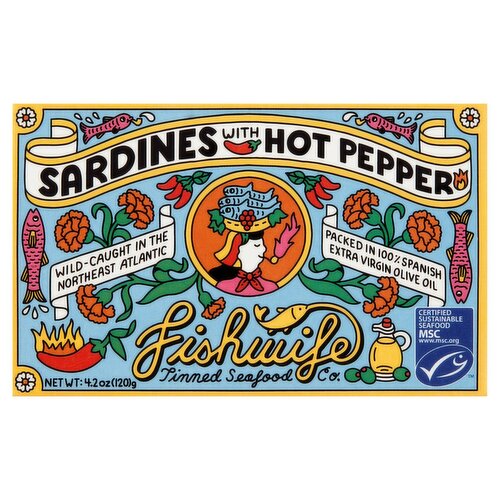 Fishwife Tinned Seafood Co. Sardines with Hot Pepper, 4.2 oz