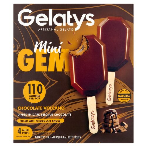 Gelatys Mini Gem Chocolate Volcano Pops, 4 count, 6 fl oz