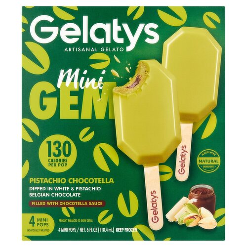 Gelatys Mini Gem Pistachio Chocotella Pops, 4 count, 6 fl oz