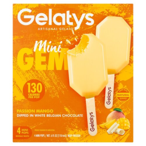 Gelatys Mini Gem Passion Mango Pops, 4 count, 6 fl oz
