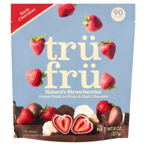 Trü Frü Nature's Raspberries Frozen Fresh in White & Dark Chocolate, 8 oz