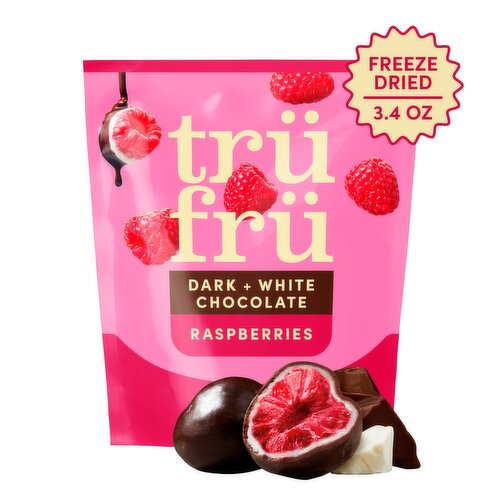 Trü Frü Dark + White Chocolate Freeze-Dried Raspberries, 3.4 oz