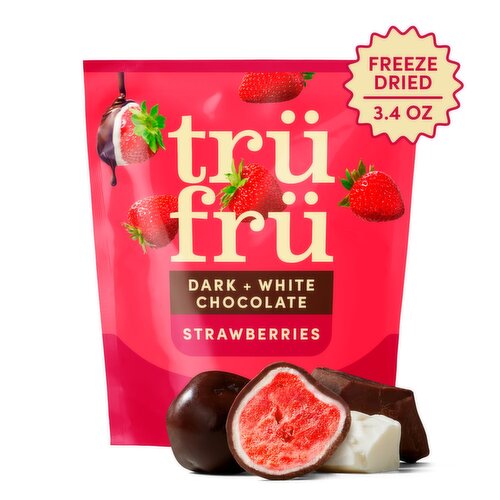 Trü Frü Dark + White Chocolate Freeze-Dried Strawberries, 3.4 oz