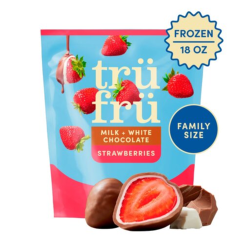 Trü Frü Milk + White Chocolate Frozen Fresh Strawberries Family Size, 8 oz