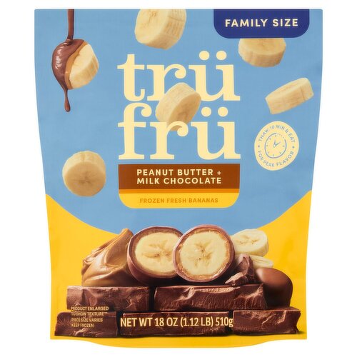 Trü Frü Peanut Butter + Milk Chocolate Frozen Fresh Bananas Family Size, 18 oz