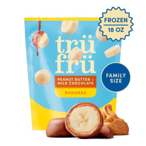 Trü Frü Peanut Butter + Milk Chocolate Frozen Fresh Bananas Family Size, 18 oz