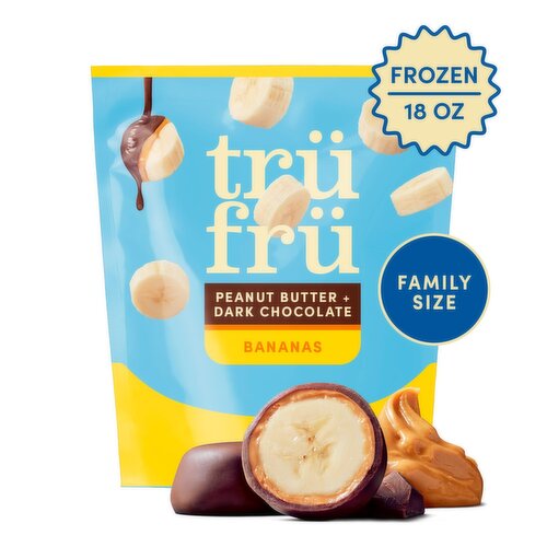 Trü Frü Peanut Butter + Dark Chocolate Frozen Fresh Bananas Family Size, 18 oz