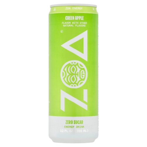 Zoa Green Apple Zero Sugar Energy Drink, 12 fl oz