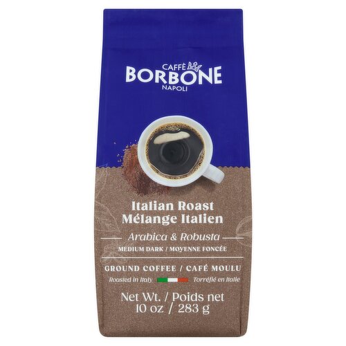 Caffè Borbone Italian Roast Medium Dark Arabica & Robusta Ground Coffee, 10 oz