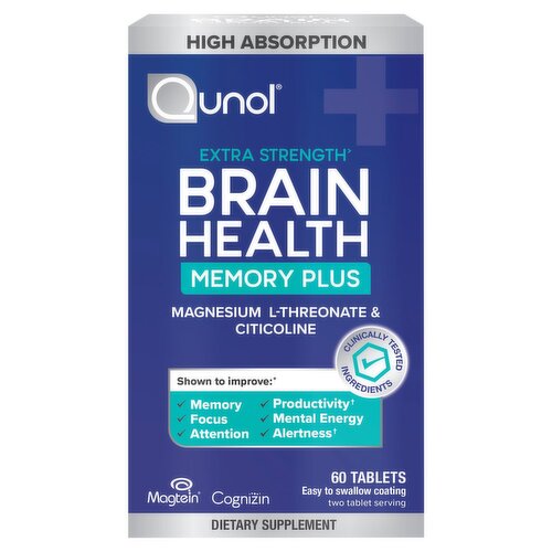 Qunol Extra Strength Brain Health Memory Plus Dietary Supplement, 60 Count