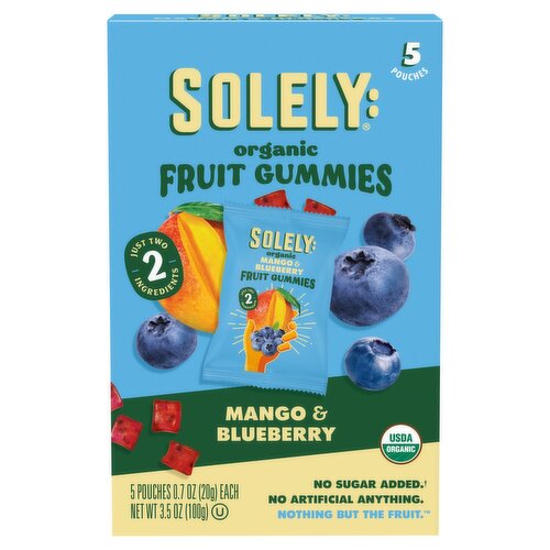 Solely: Organic Mango & Blueberry Fruit Gummies, 0.7 oz, 5 count