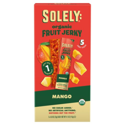 Solely: Organic Mango Fruit Jerky, 0.8 oz, 5 count